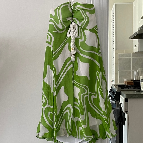 Milly Green and White Halter Dress 6 - Picture 2 of 4